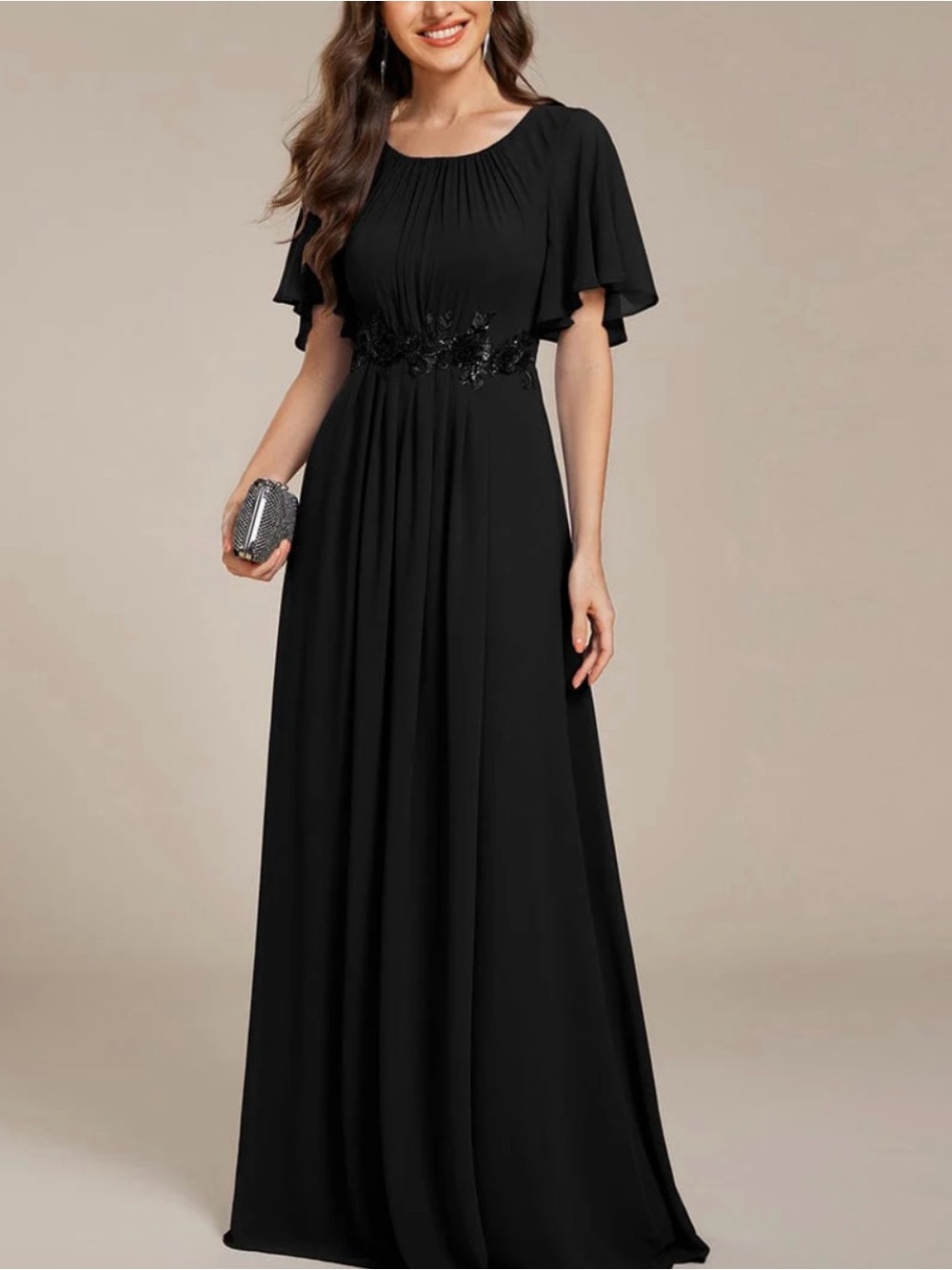 Ever-Pretty Black Chiffon Sequin Formal Dress 22